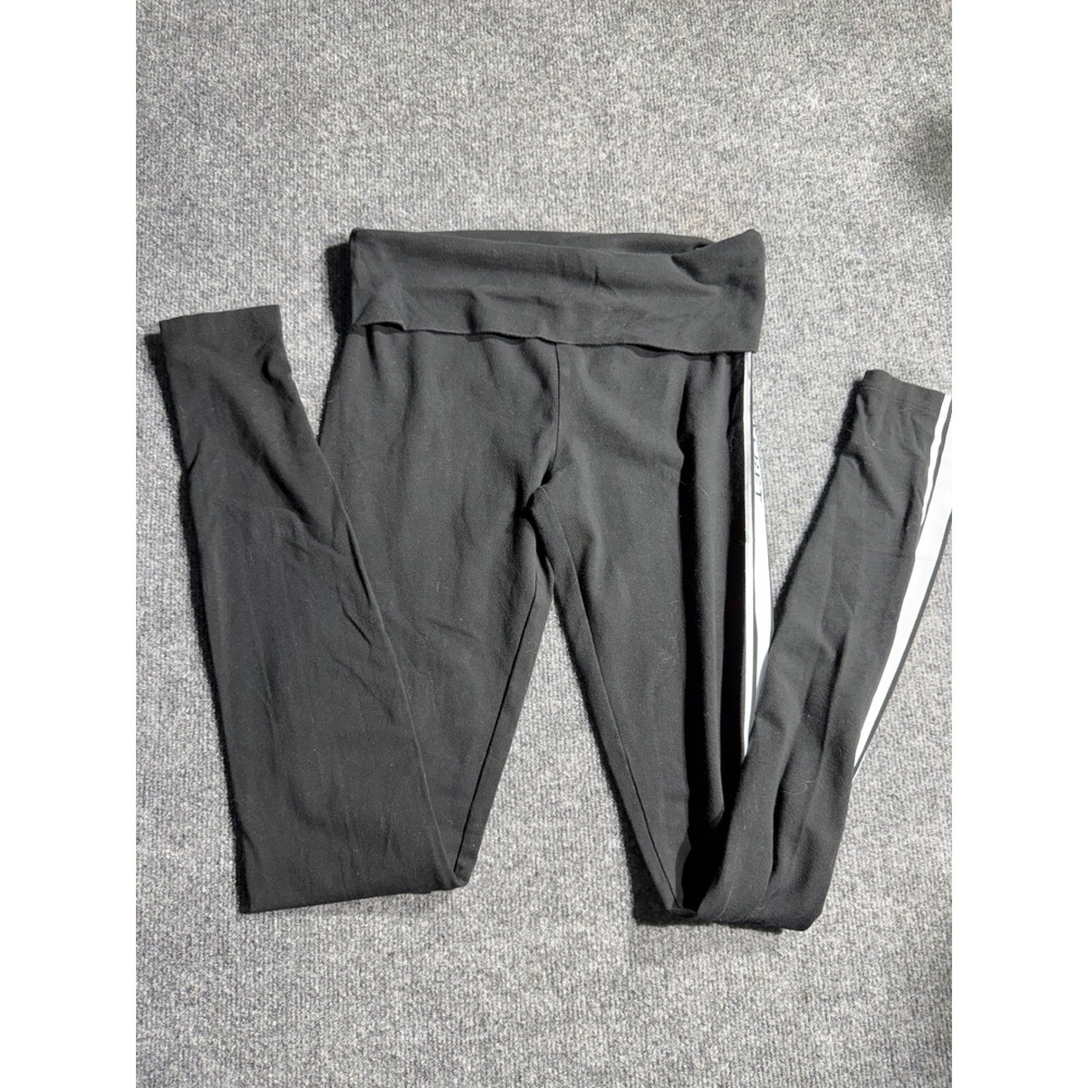 Victoria's Secret Black Side Stripe Fold Over‎ Waistband Leggings Small Regular